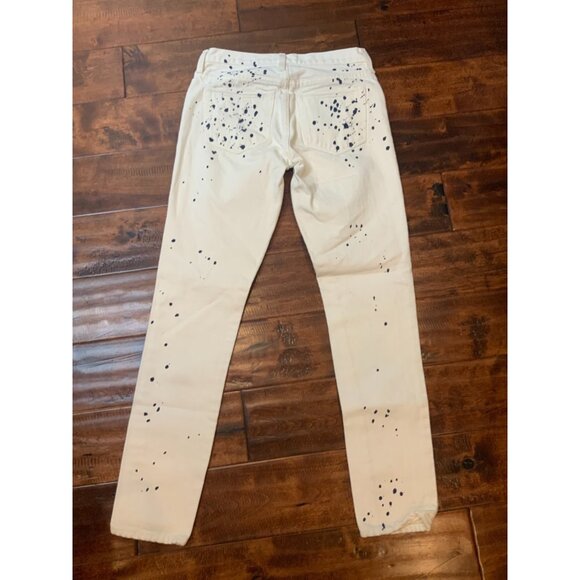 Simon Miller Palermo White Navy Paint Splatter Slim Boyfriend Denim Jeans Sz 25 - Picture 6 of 7